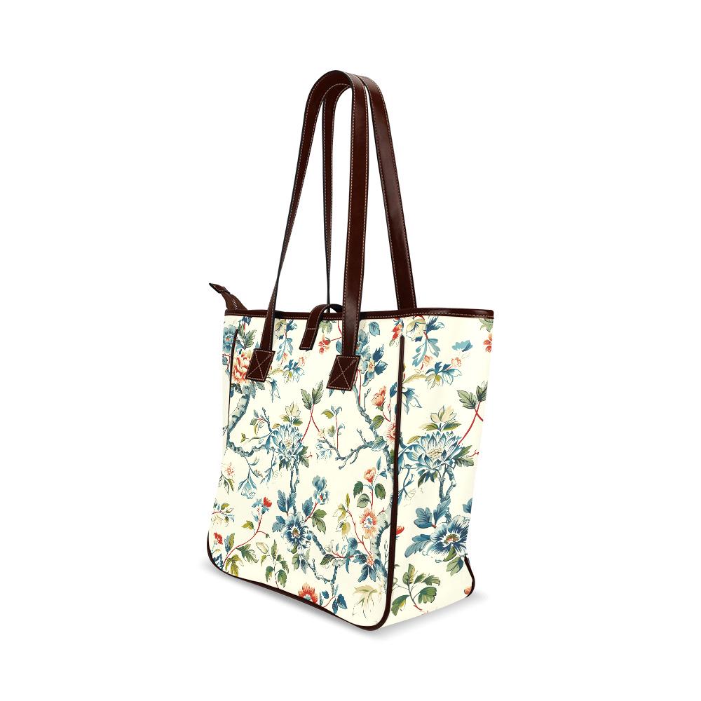 Toile de Jouy French Vintage Style Handbag – Classic Large Tote Bag