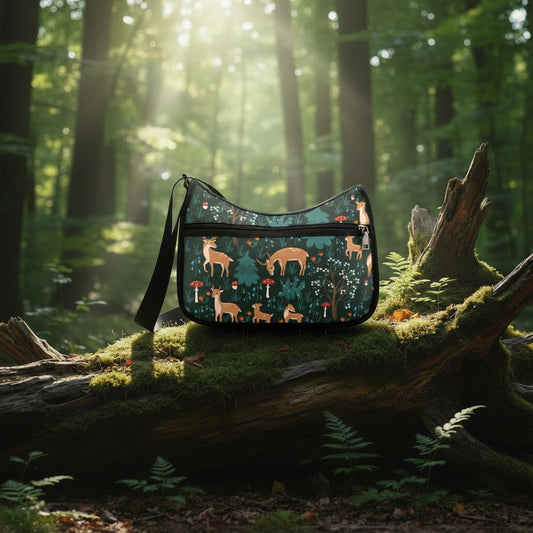 Mushroom Forest Deer Bambi Shoulder Bag – Whimsy Cottagecore Hobo Handbag