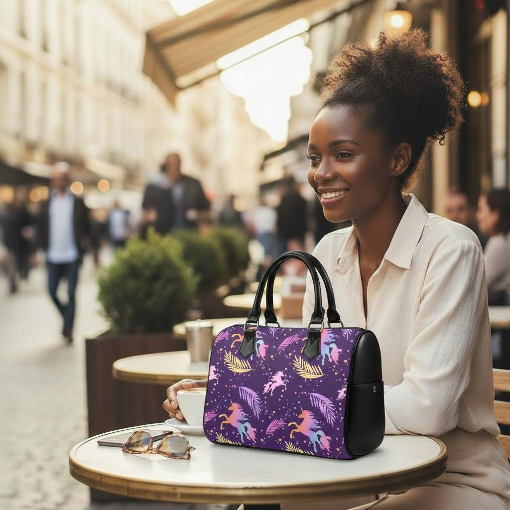 Purple Pink Unicorn Barrel Handbag – Fairycore Everyday Top Handle Purse