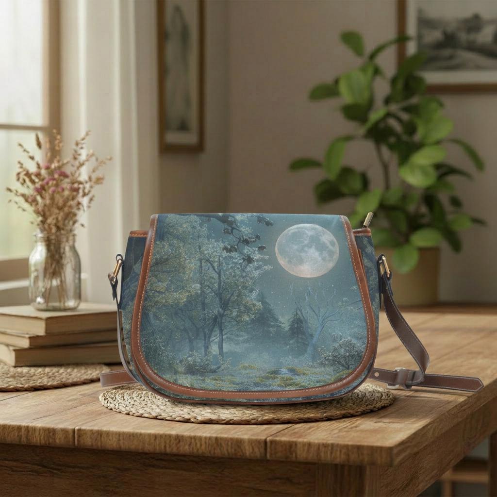 Bolso de media luna de luna llena melancólica – bolso bandolera gótico de estética dark academia