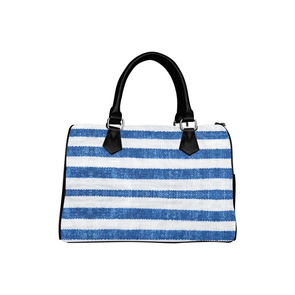 Sac à main en toile à rayures bleues et blanches – Sac à main végétalien en similicuir d'inspiration nautique