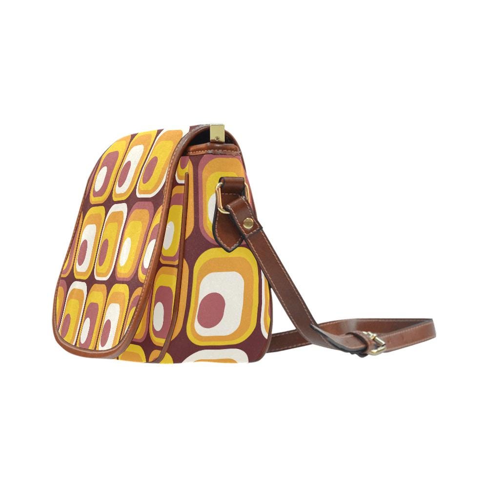 Retro 70s Midcentury Saddle Bag - Vintage Hippie Style Crossbody
