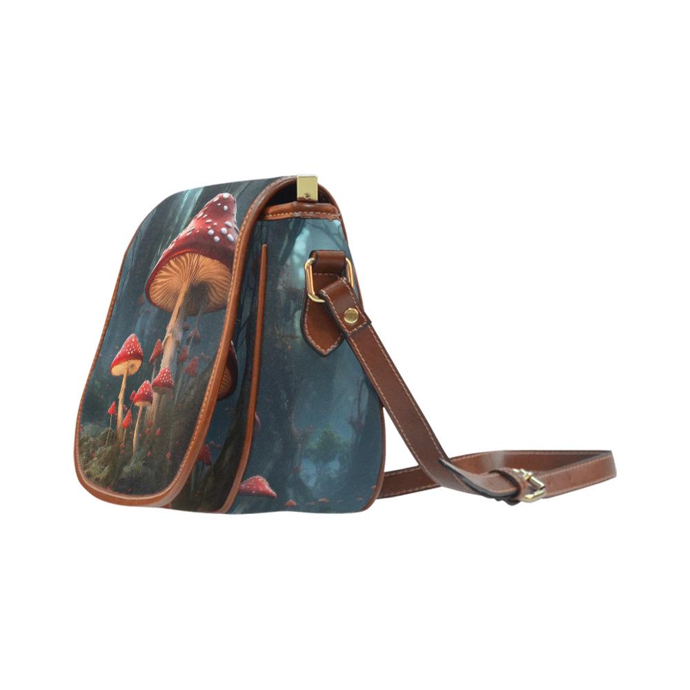 Mushroom Dark Academia Saddle Bag - Toadstool Forest Crossbody Handbag
