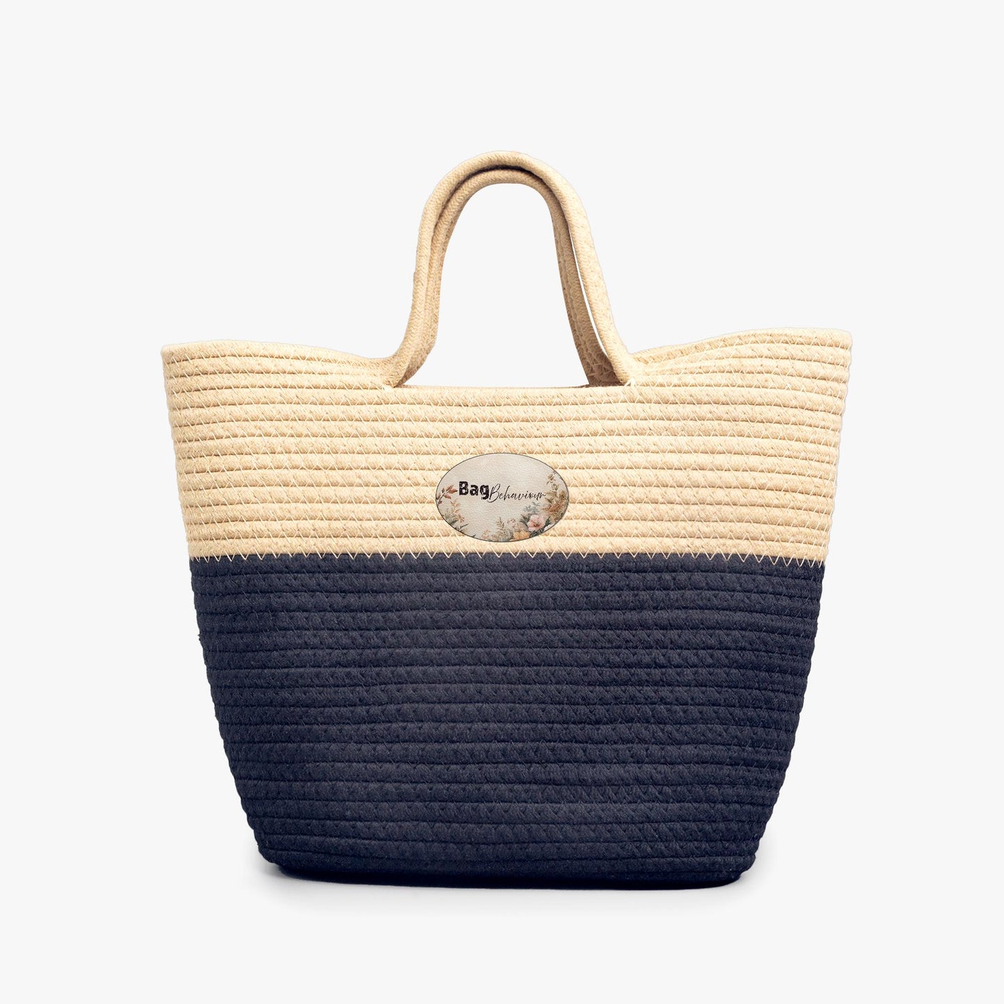 Handwoven Classic Straw Tote Bag –  Summer Beach Coastal Shoulder Handbag