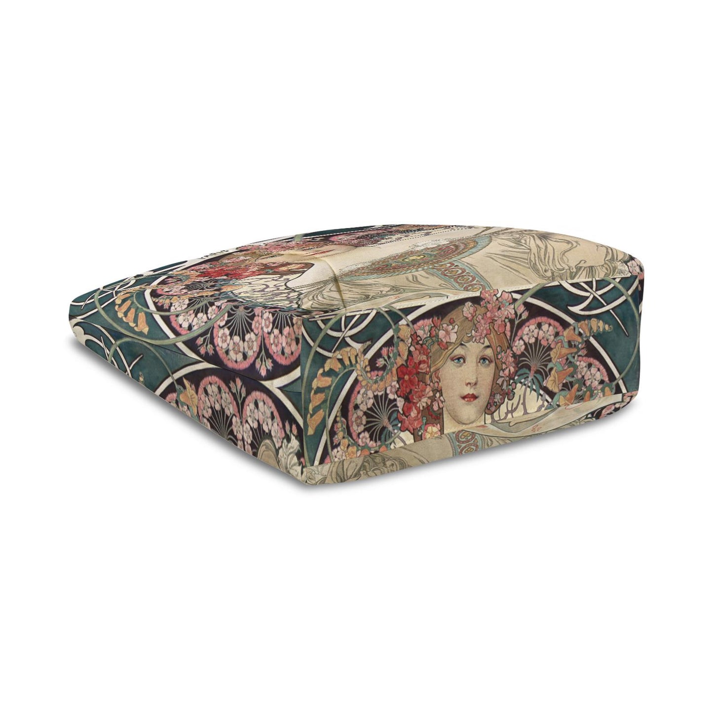 Art Nouveau Yoga Tote Bag with Mat Holder – Large Cotton Linen Fitness Shoulder Tote