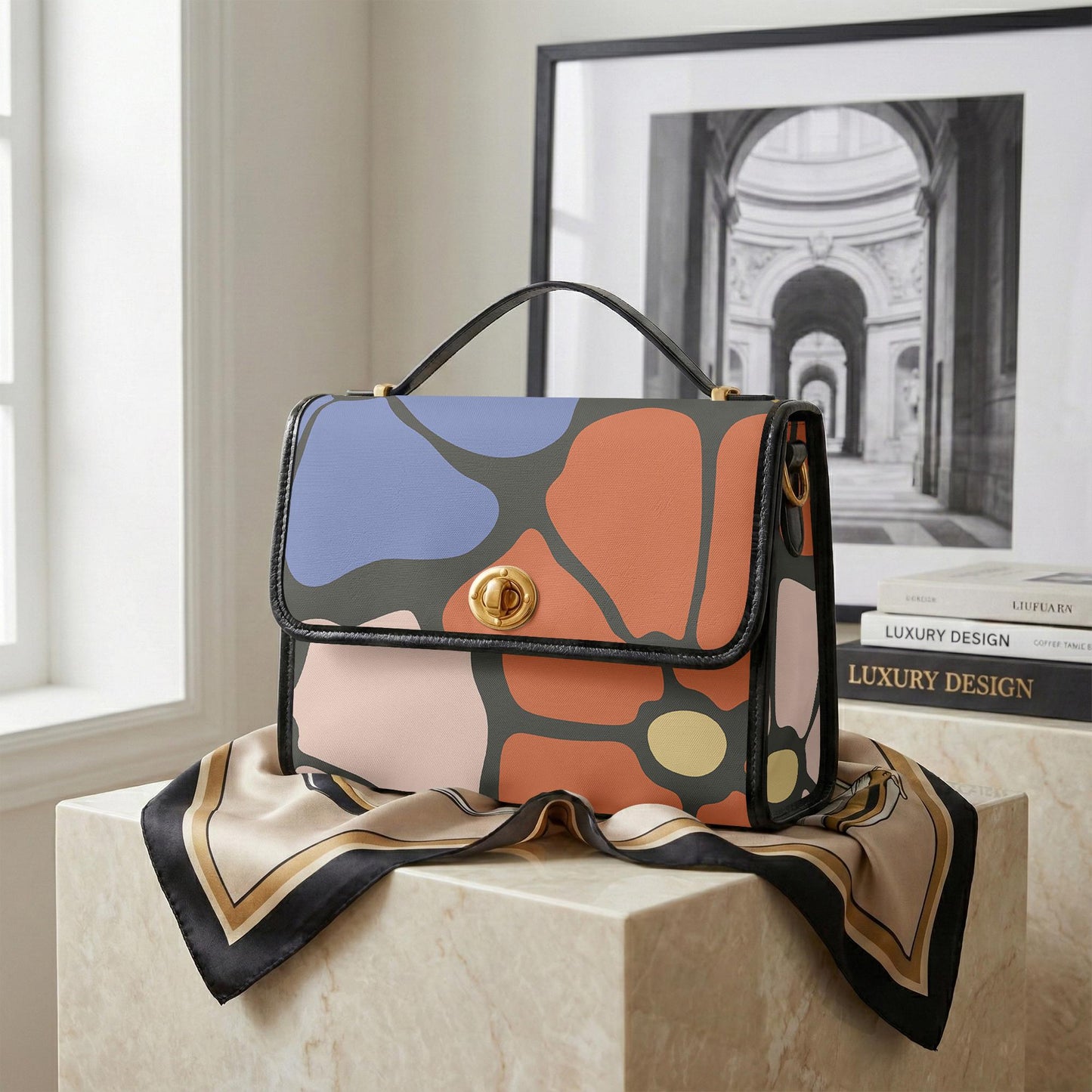 Bold Retro Flowers Handbag – 60s Vintage Canvas Crossbody
