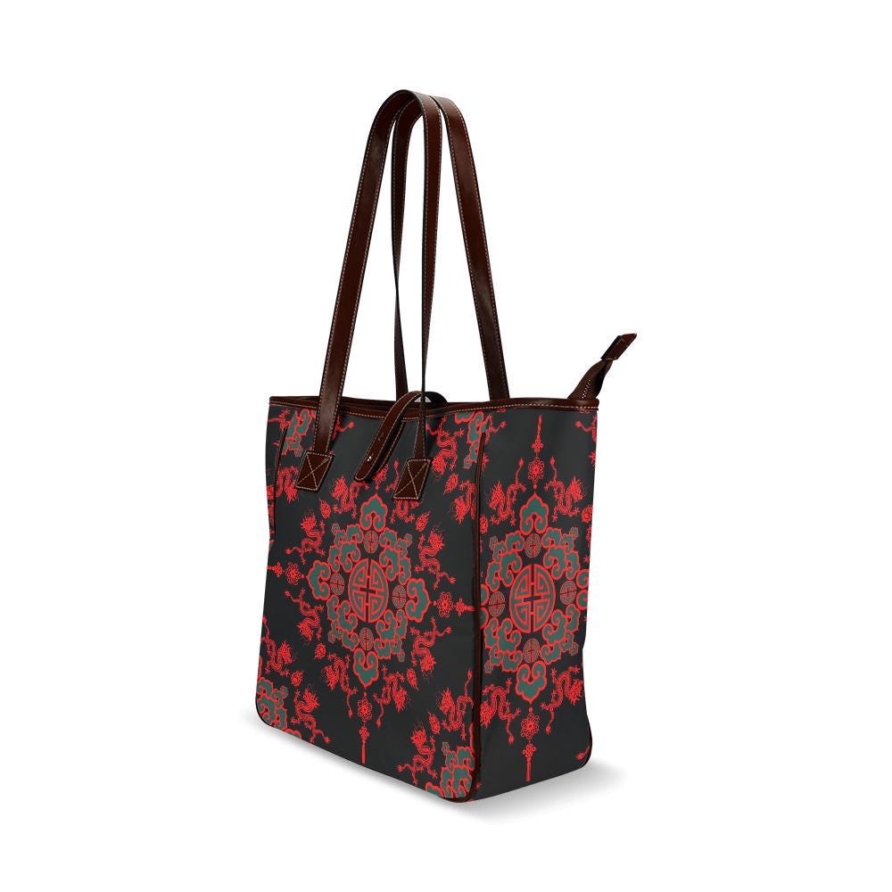Black Red Dragon Tote Bag – Large Asian Style Handbag