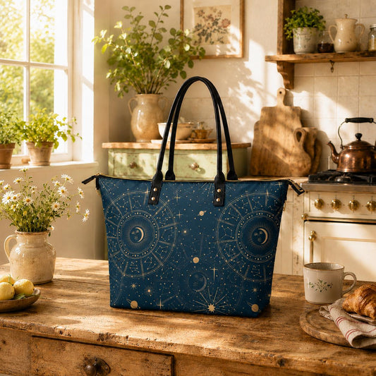 Astrology Moon Planets Roomy Tote Bag Shopper - Large Witchy Shoulder Handbag